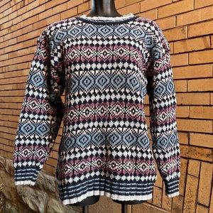 Vintage 90s Best American Clothing Co. diamond print pastel sweater Size Small